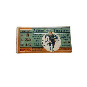 1959 Auburn vs Tennessee Football Ticket Stub Shields-Watkins Field September 26